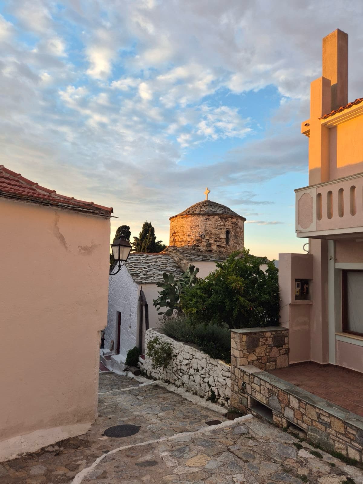 A lane leading to a church in Alonissos